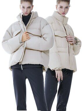 LAP Studio Korea High-Neck Quilted Puffer Down Jacket (Neutral/Beige)